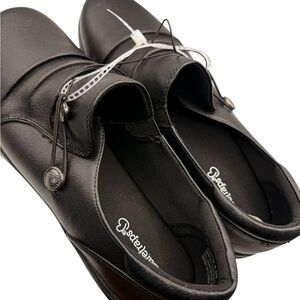 BareTraps Black Slip-On Loafers with Button Accent